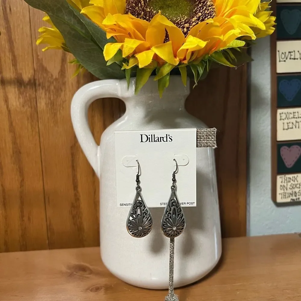 Dillard’s Silver Filigree Drop Earrings #DILL1